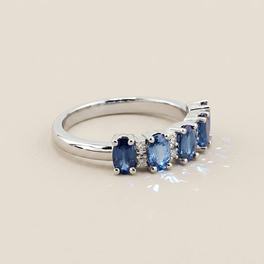 Churumbela Camila con Zafiros y Diamantes en Oro Blanco de 14K