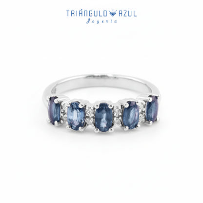Churumbela Camila con Zafiros con 1.50 CTS Total y Diamantes con 0.08 CTS Total en Oro Blanco de 14K