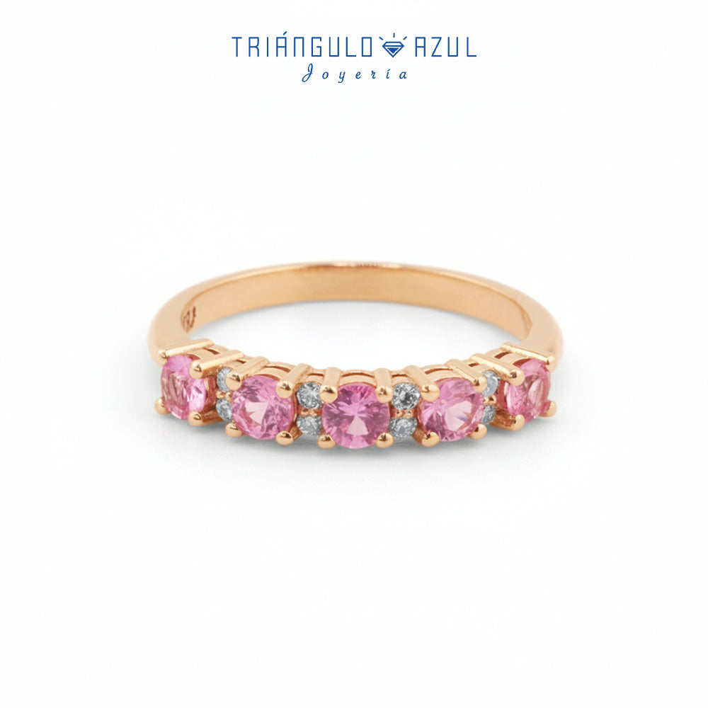 Churumbela Isabel con Zafiros Rosas con 0.70 CTS Total y Diamantes con 0.08 CTS Total en Oro Amarillo de 14K