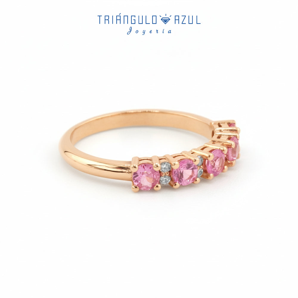 Churumbela Isabel con Zafiros Rosas con 0.70 CTS Total y Diamantes con 0.08 CTS Total en Oro Amarillo de 14K