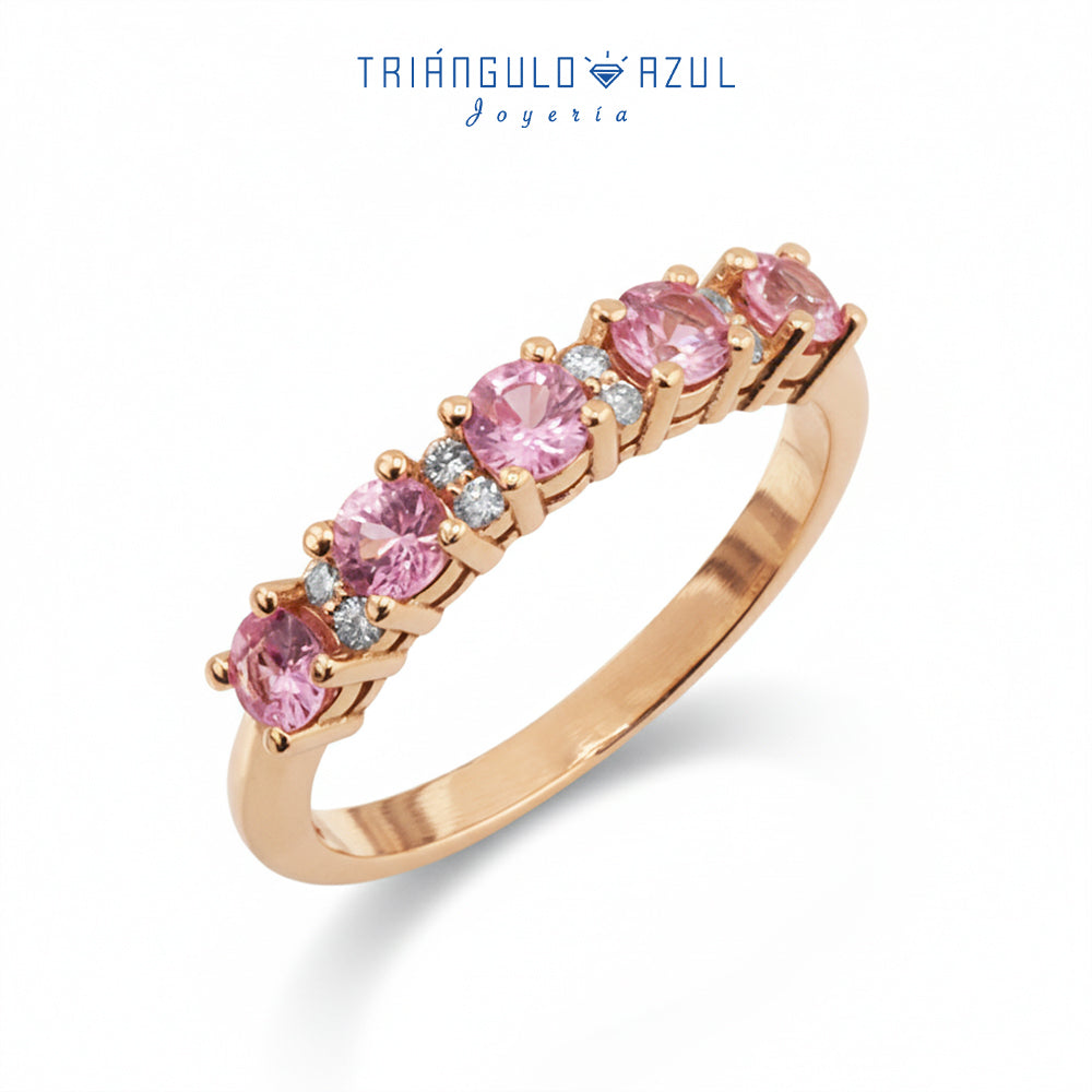 Churumbela Isabel con Zafiros Rosas con 0.70 CTS Total y Diamantes con 0.08 CTS Total en Oro Amarillo de 14K