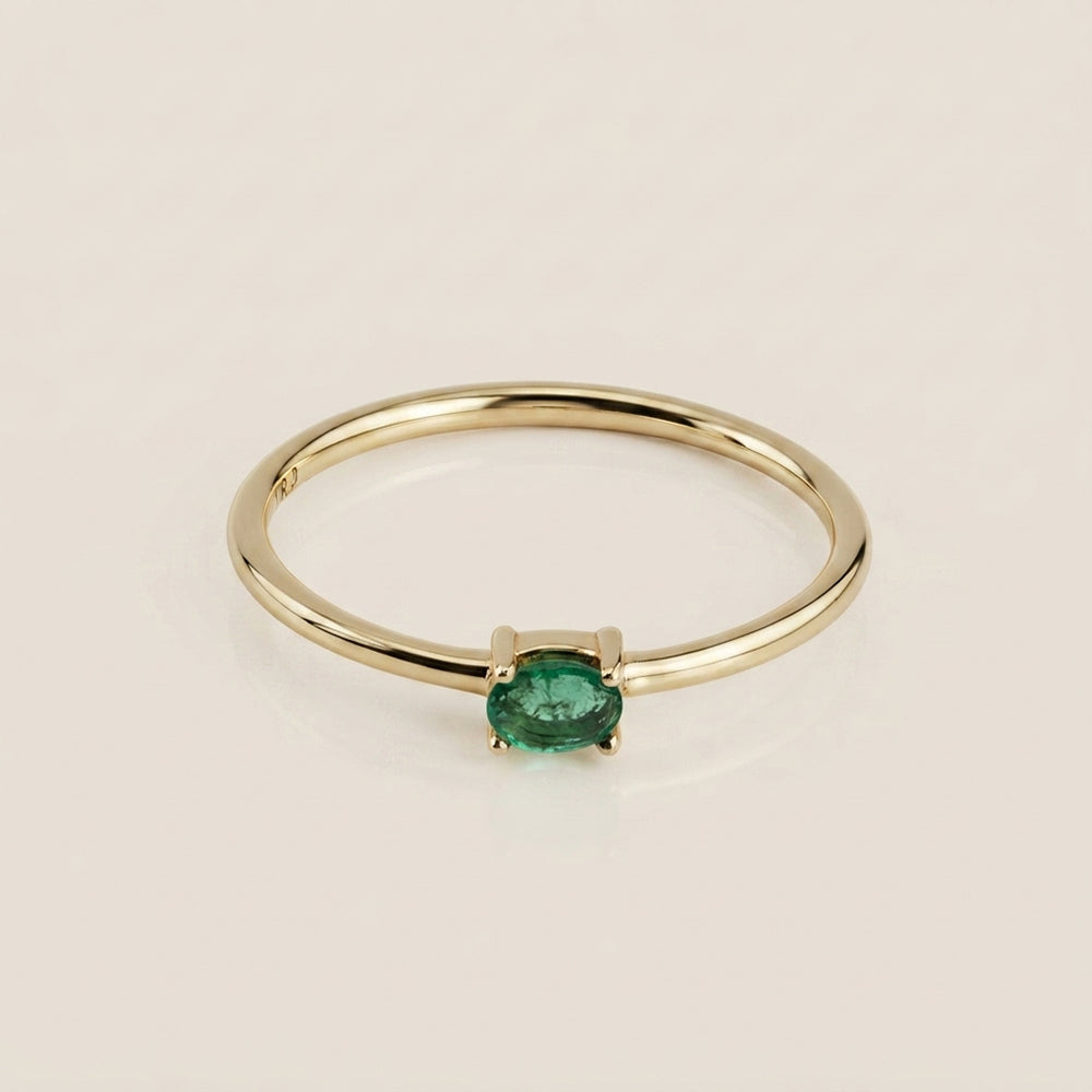 Anillo Cóctel con Esmeralda en Oro Amarillo de 14K