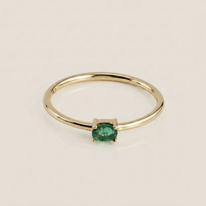 Anillo Cóctel con Esmeralda en Oro Amarillo de 14K