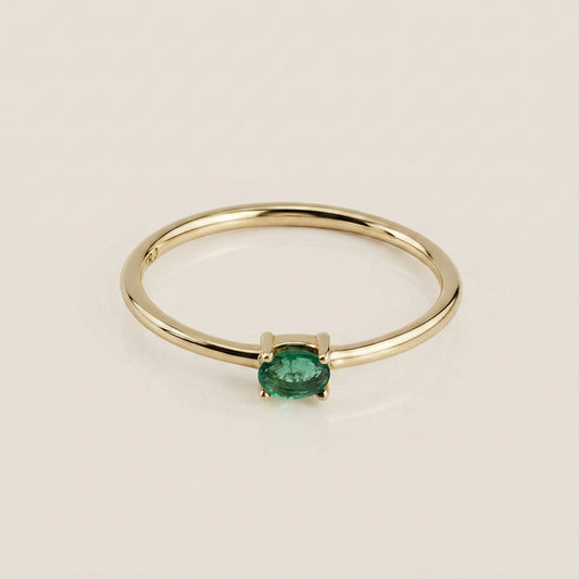 Anillo Cóctel con Esmeralda en Oro Amarillo de 14K