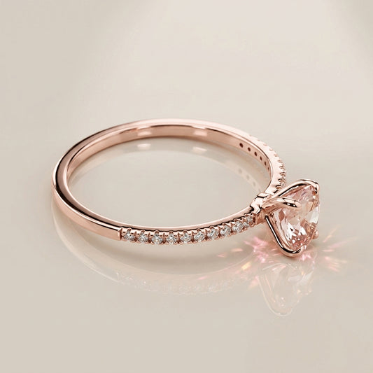 Anillo Cóctel con Zafiro Rosa y Diamantes en Oro Rosa de 14K