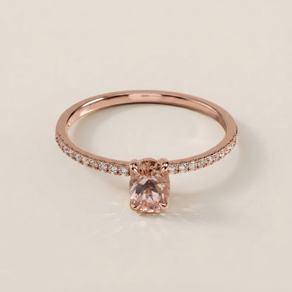 Anillo Cóctel con Zafiro Rosa y Diamantes en Oro Rosa de 14K