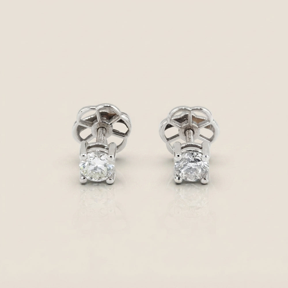 Broqueles con Diamantes en Oro Blanco de 14K