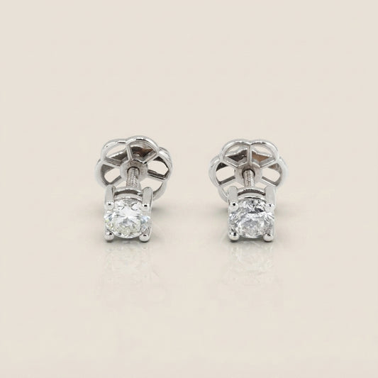 Broqueles con Diamantes en Oro Blanco de 14K