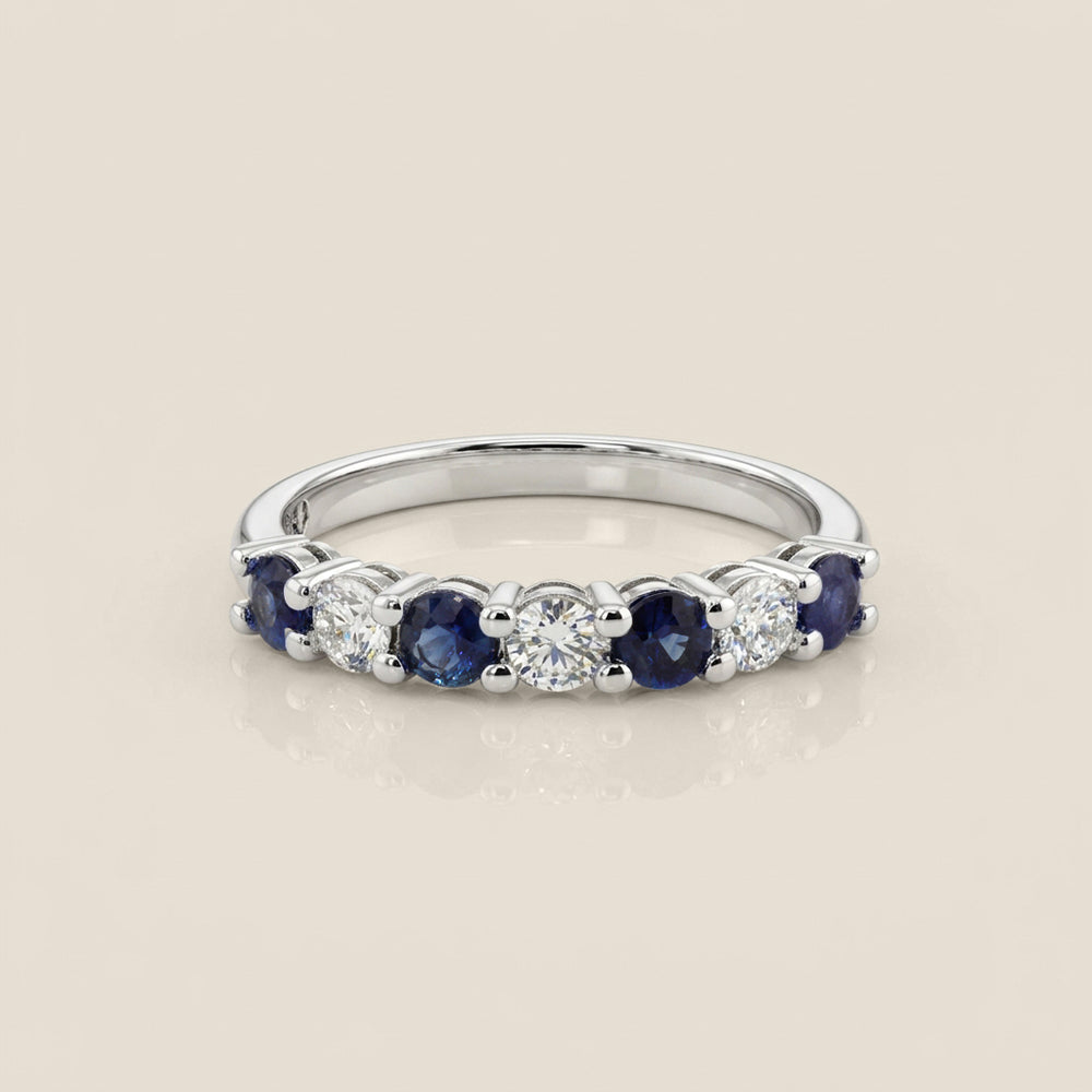 Churumbela Andrea con Zafiros y Diamantes en Oro Blanco de 14K