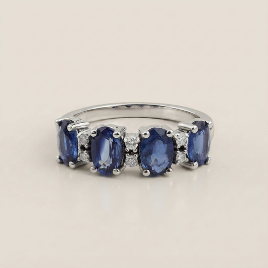 Churumbela Camila con Zafiros y Diamantes en Oro Blanco de 14K
