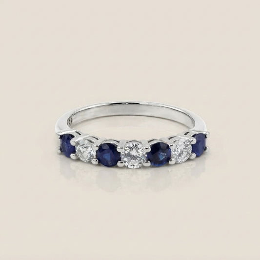 Churumbela Andrea con Zafiros y Diamantes en Oro Blanco de 14K