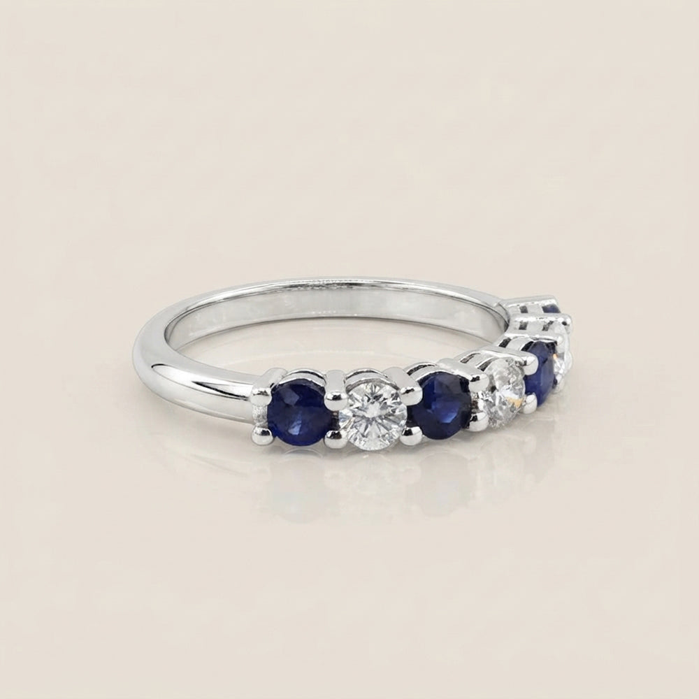 Churumbela Andrea con Zafiros y Diamantes en Oro Blanco de 14K