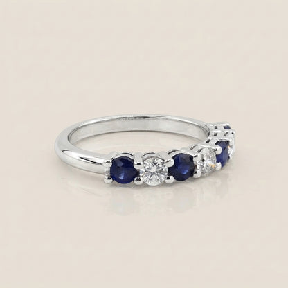 Churumbela Andrea con Zafiros y Diamantes en Oro Blanco de 14K