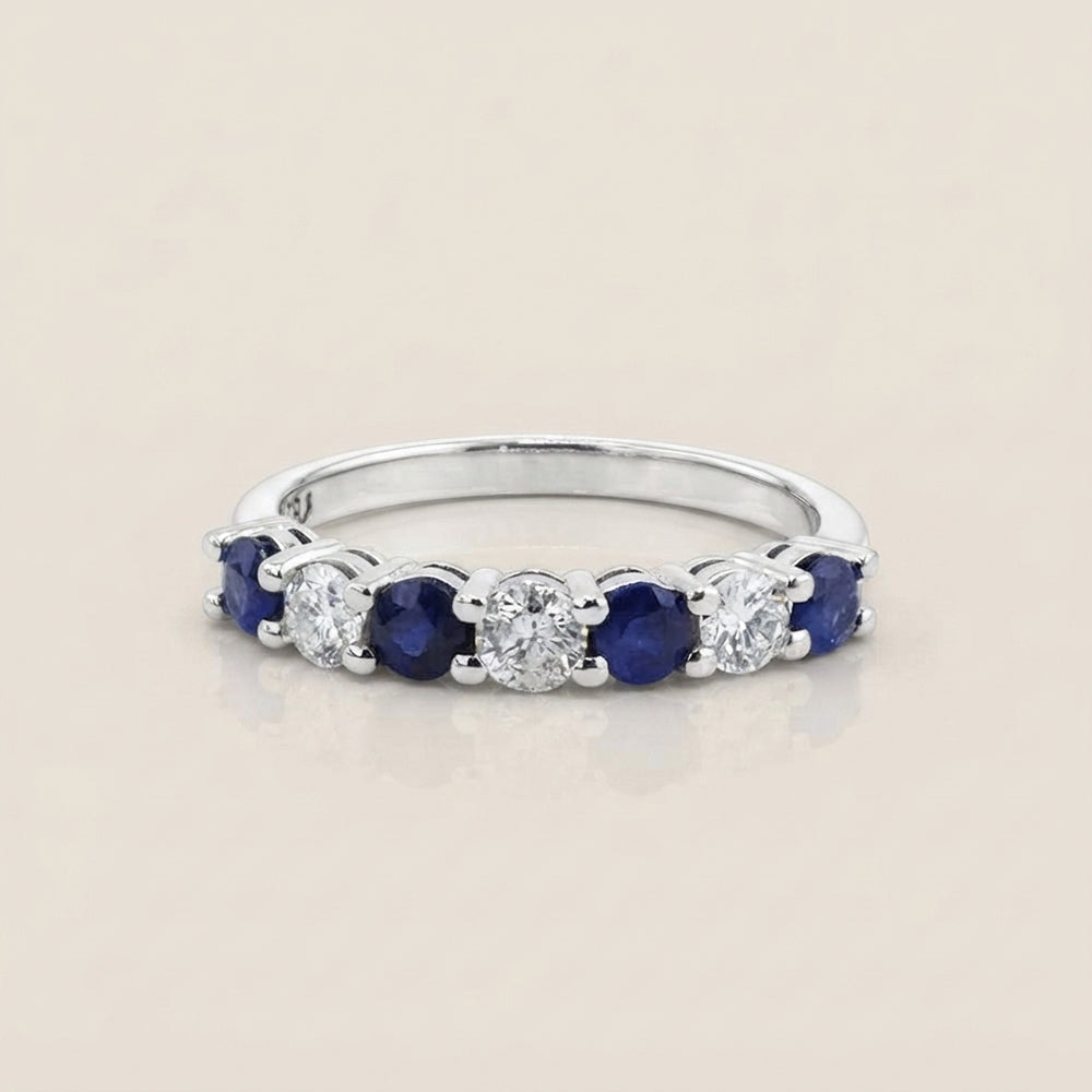 Churumbela Andrea con Zafiros y Diamantes en Oro Blanco de 14K
