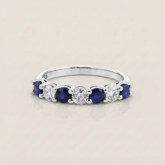 Churumbela Andrea con Zafiros y Diamantes en Oro Blanco de 14K