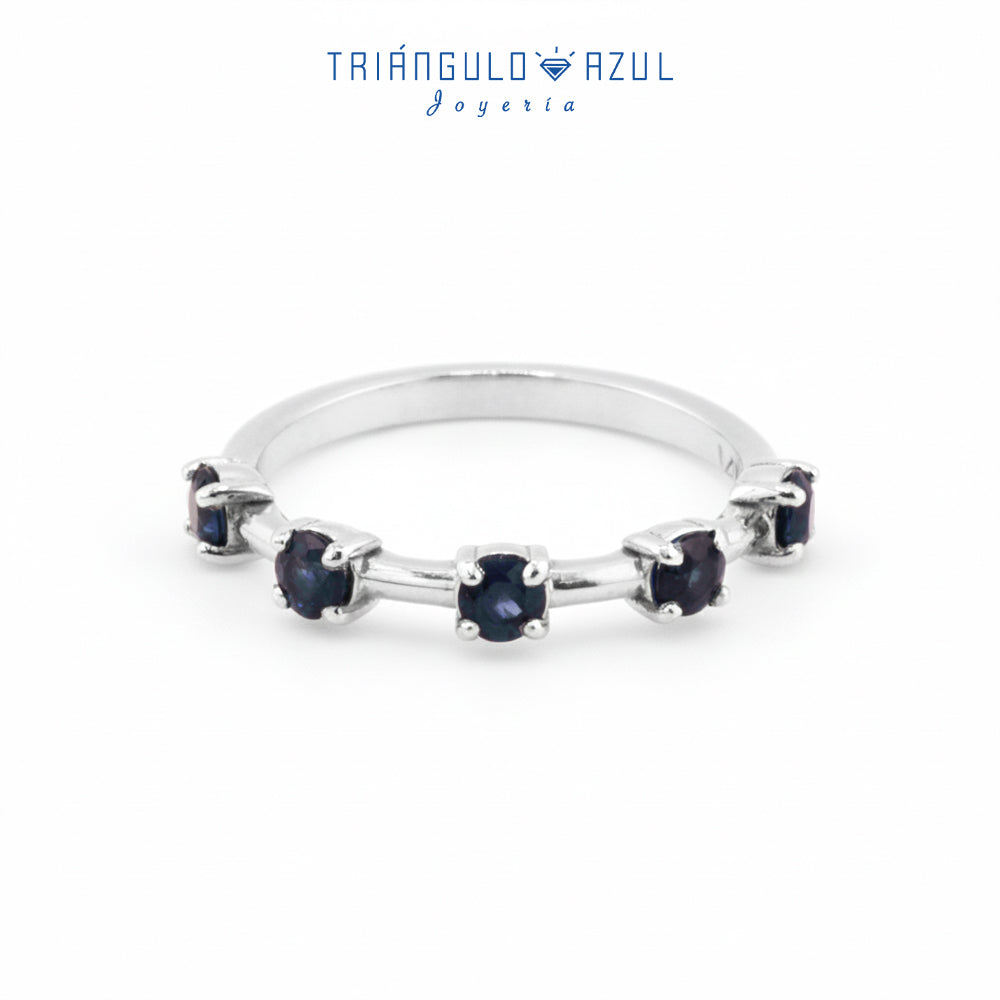 Churumbela Espaciada de Zafiros con 0.64 CTS Total en Oro Blanco de 14K