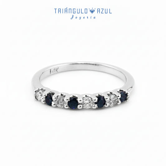 Churumbela U de Zafiros con 0.25 CTS y Diamantes con 0.20 CTS Total en Oro Blanco de 14K