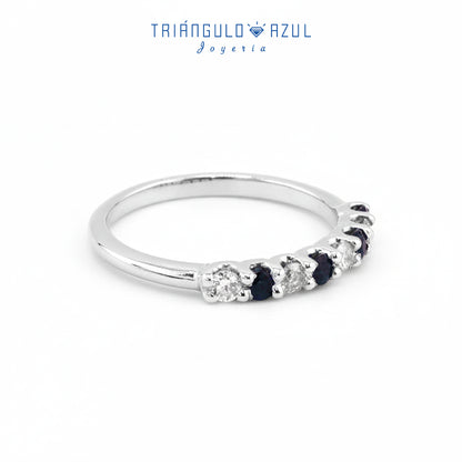 Churumbela U de Zafiros con 0.25 CTS y Diamantes con 0.20 CTS Total en Oro Blanco de 14K