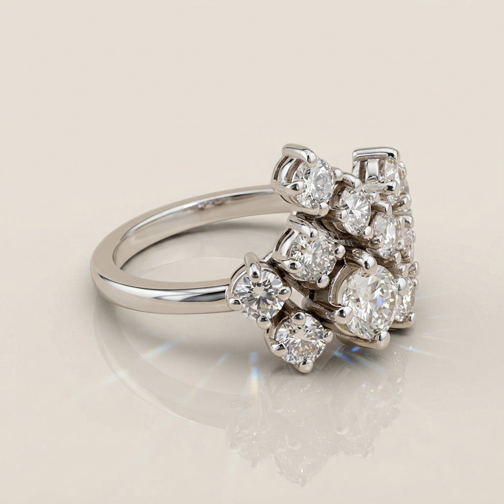 Anillo Cluster de Diamantes en Oro Blanco de 18K