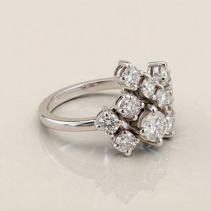 Anillo Cluster de Diamantes en Oro Blanco de 18K