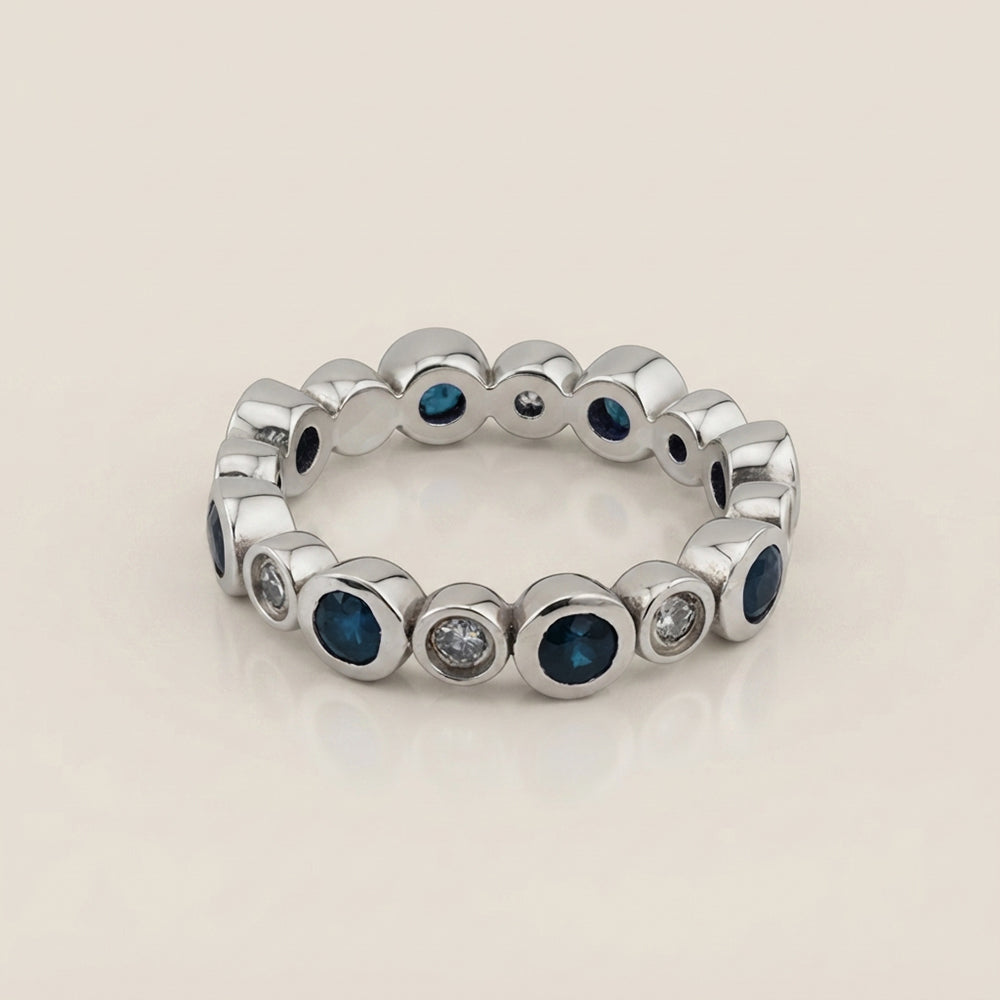 Churumbela de Zafiros y Diamantes en Oro Blanco de 14K