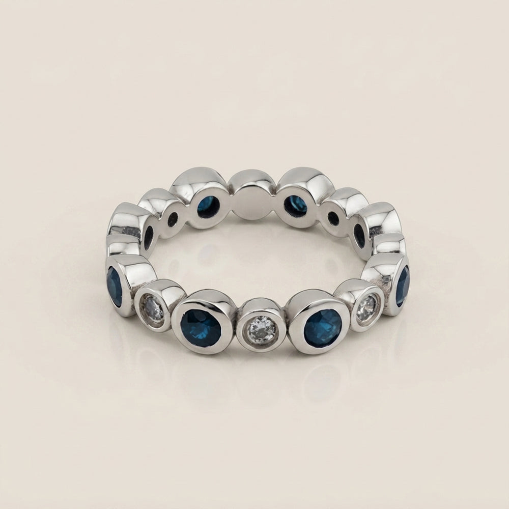 Churumbela de Zafiros y Diamantes en Oro Blanco de 14K