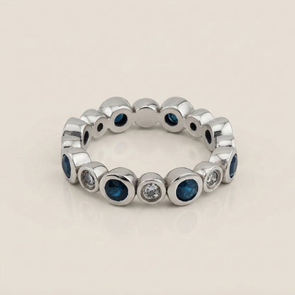 Churumbela de Zafiros y Diamantes en Oro Blanco de 14K