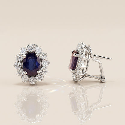 Aretes Lady D de Zafiros y Diamantes en Oro Blanco de 14K