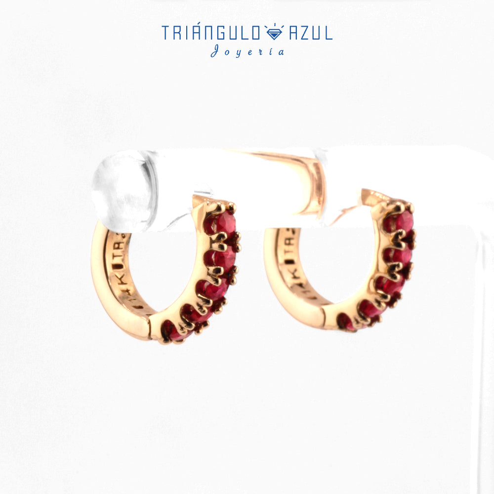 Arracaditas Fer de Rubíes con 0.25 CTS en Oro Amarillo de 14K