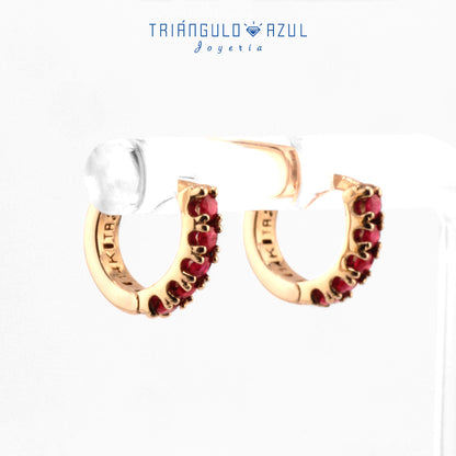 Arracaditas Fer de Rubíes con 0.25 CTS en Oro Amarillo de 14K