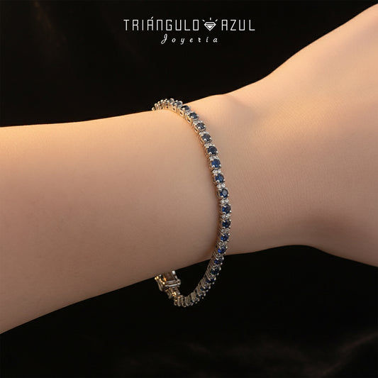 Pulsera Tenis Isabel de Zafiros con 5.44 CTS Total y Diamantes con 0.81 CTS Total en Oro Blanco de 14K