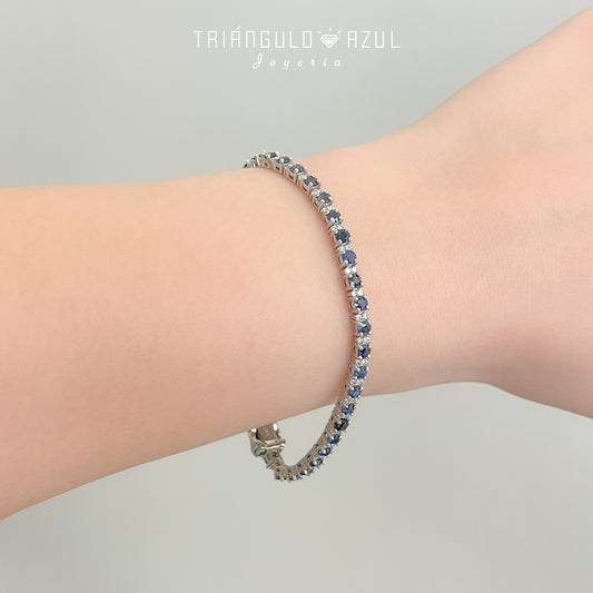 Pulsera Tenis Isabel de Zafiros con 5.44 CTS Total y Diamantes con 0.81 CTS Total en Oro Blanco de 14K