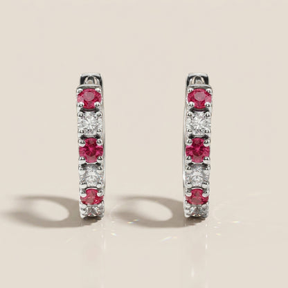 Arracadas con Zafiro Rosa con 0.50 CTS Total y Diamantes con 0.39 CTS Total en Oro Blanco de 14K