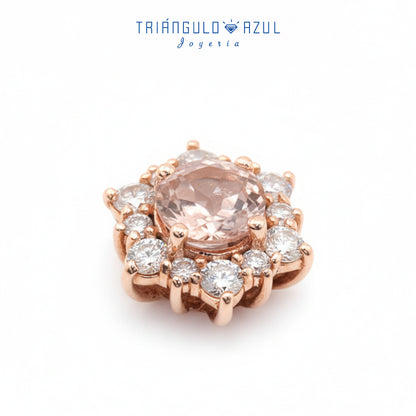 Dije a Juego de Morganita con 0.72 CTS Total y Diamantes con 0.41 CTS Total en Oro Rosa de 14K