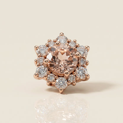 Dije de Morganita y Diamantes en Oro Rosa de 14K