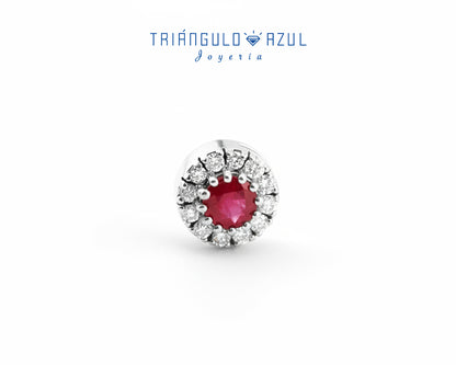 Dije a Juego de Rubí con 0.24 CTS y Diamantes con 0.13 CTS Total en Oro Blanco de 14K