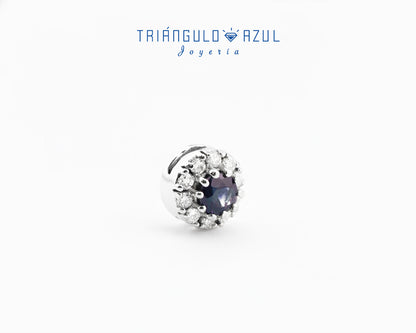 Dije a Juego de Zafiro con 0.20 CTS Total y Diamantes con 0.11 CTS Total en Oro Blanco de 14K