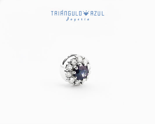 Dije a Juego de Zafiro con 0.20 CTS Total y Diamantes con 0.11 CTS Total en Oro Blanco de 14K