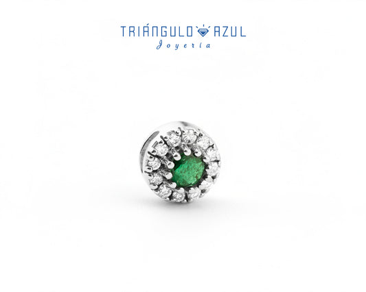 Dije a Juego de Esmeralda con 0.18 CTS Total y Diamantes con 0.13 CTS Total en Oro Blanco de 14K