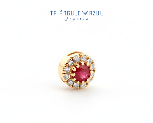 Dije a Juego de Rubí con 0.24 CTS Total y Diamantes con 0.13 CTS Total en Oro Amarillo de 14K