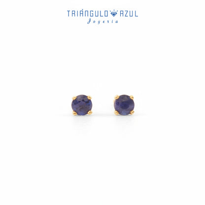 Broqueles Bebe con Zafiros con 0.24 CTS Total en Oro Amarillo de 14K