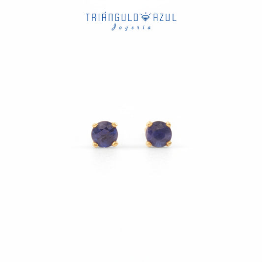 Broqueles Bebe con Zafiros con 0.24 CTS Total en Oro Amarillo de 14K