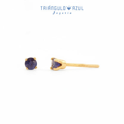 Broqueles Bebe con Zafiros con 0.24 CTS Total en Oro Amarillo de 14K