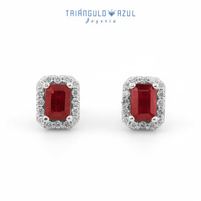 Aretes Andy con Rubíes con 2.70 CTS Total y Diamantes con 0.50 CTS Total en Oro Blanco de 14K