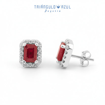 Aretes Andy con Rubíes con 2.70 CTS Total y Diamantes con 0.50 CTS Total en Oro Blanco de 14K