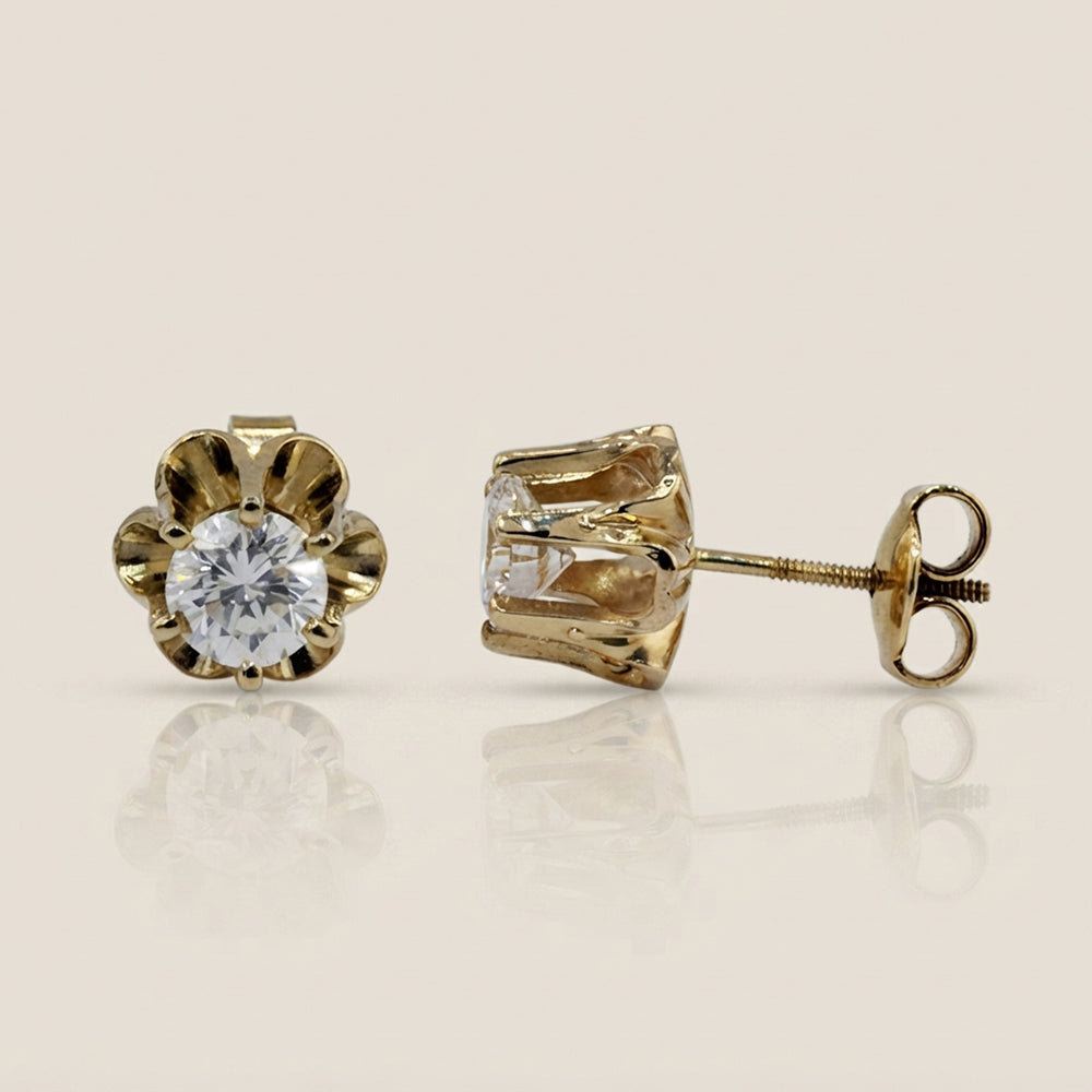 Broqueles Grandes con Diamantes en Oro Amarillo de 14K