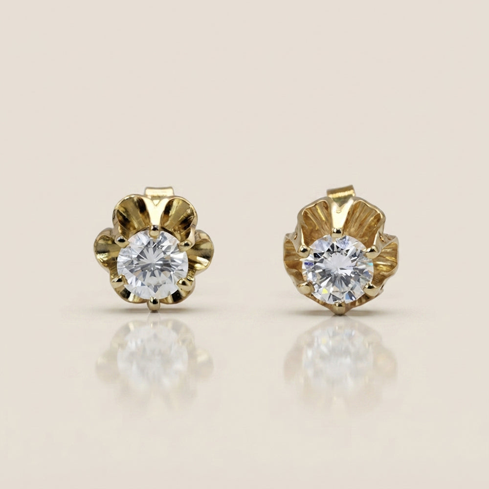 Broqueles Grandes con Diamantes en Oro Amarillo de 14K