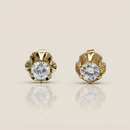 Broqueles Grandes con Diamantes en Oro Amarillo de 14K