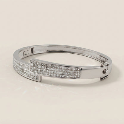 Pulsera Semi Rígida con Diamantes en Oro Blanco de 14K
