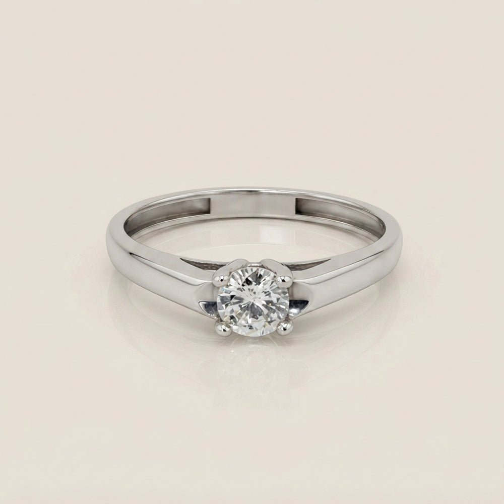 Anillo de Compromiso Solitario en Oro Blanco de 14K